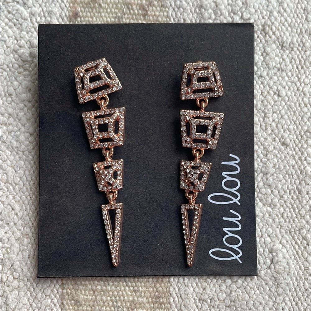 Rose Gold Geometric Drop Earrings